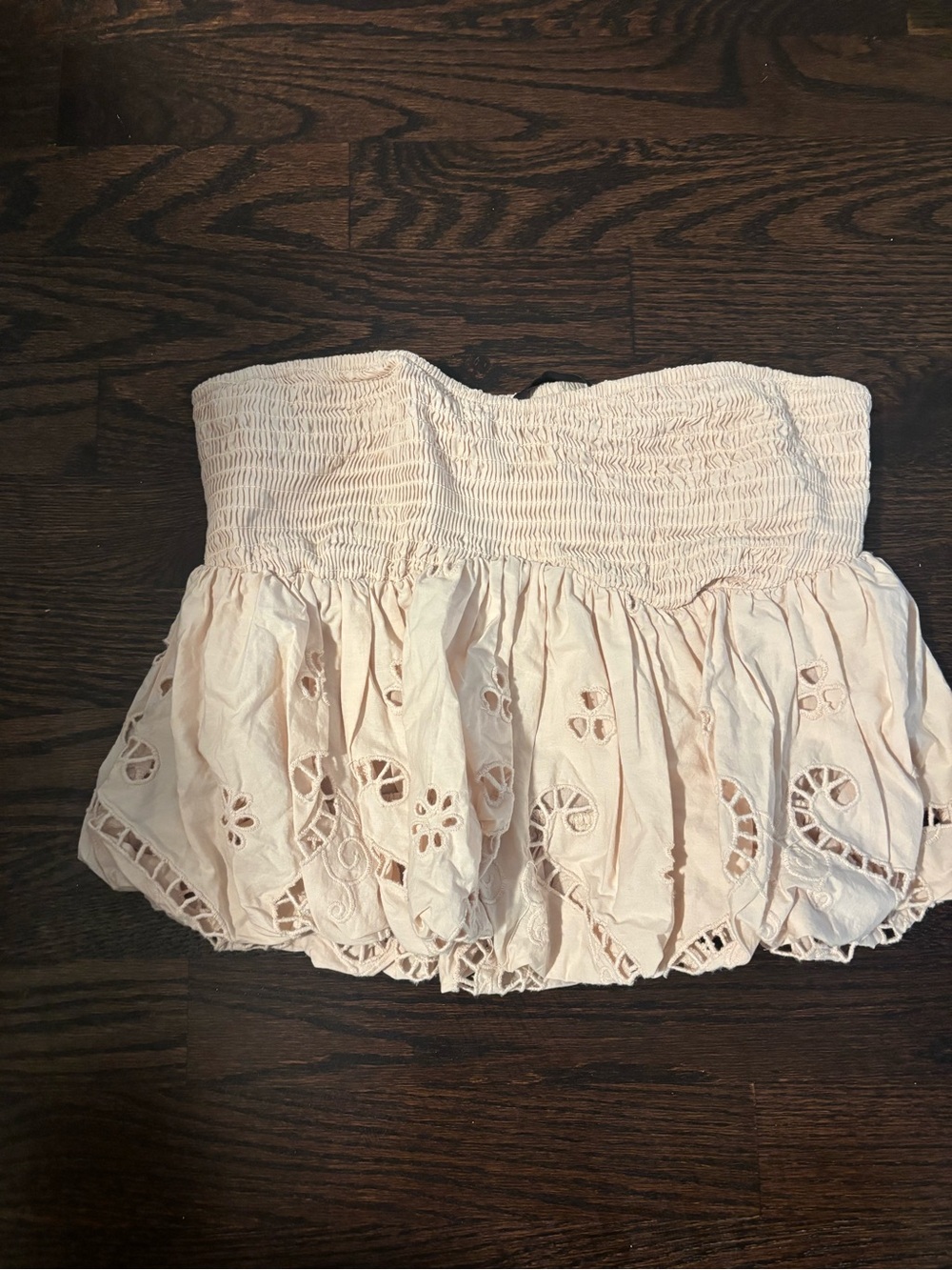 Zara Smocked Strapless Eyelet Tube Top - Light Blush